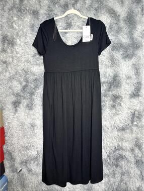 Isabel Black Short Sleeve Maxi Dress Size S